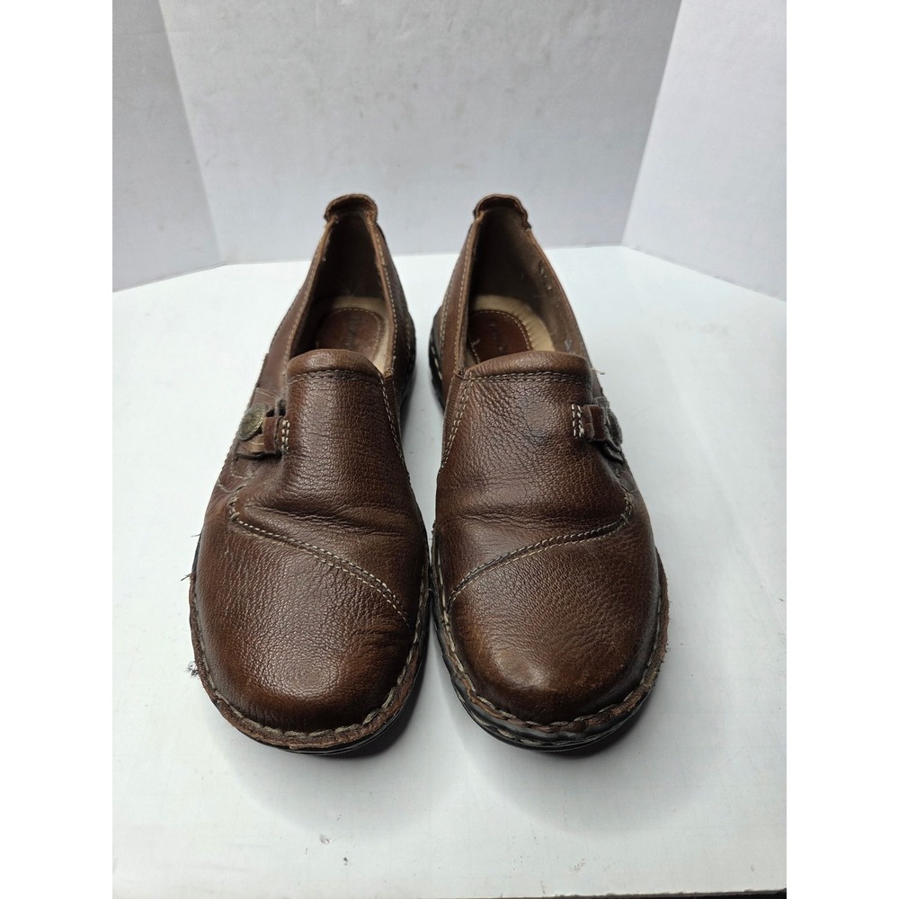 Earth Origins Ellen Brown Leather Slip On Loafers Size 8M 2015F‎ Button Detail